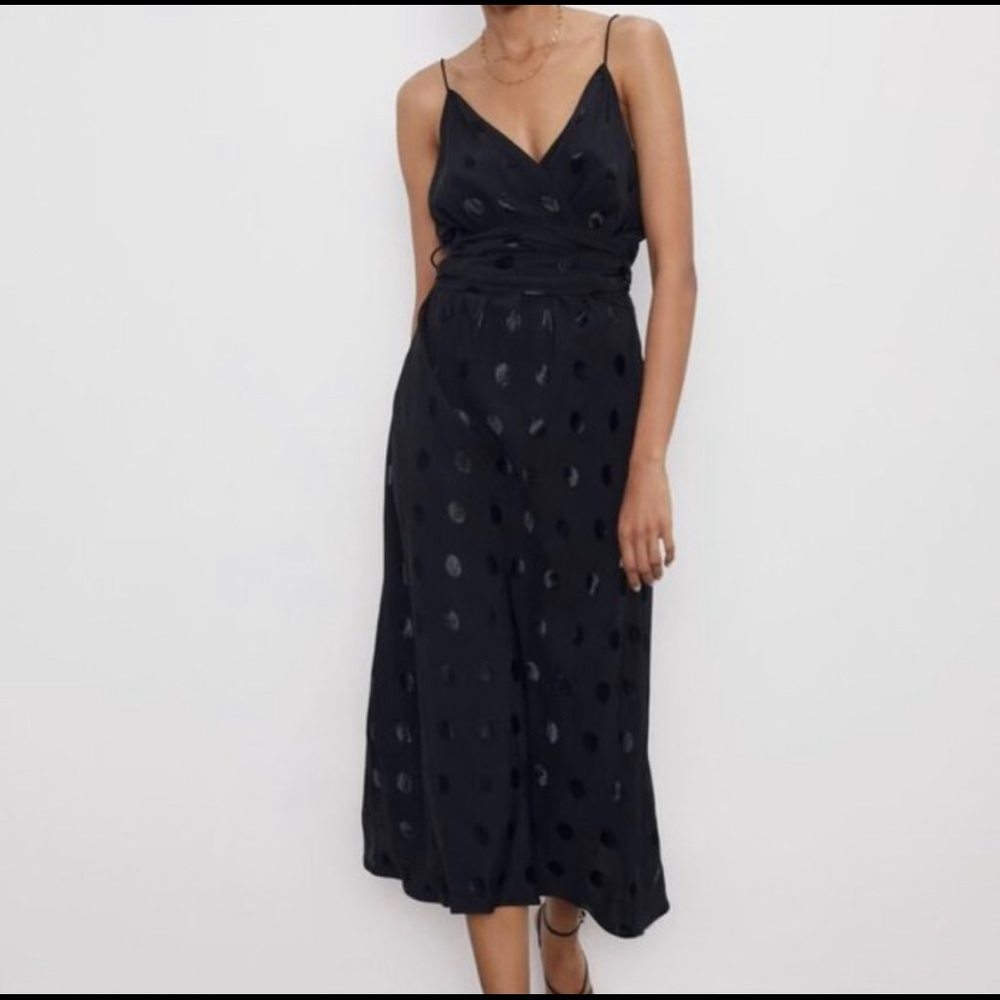 Black ZARA dress with Black polka dots